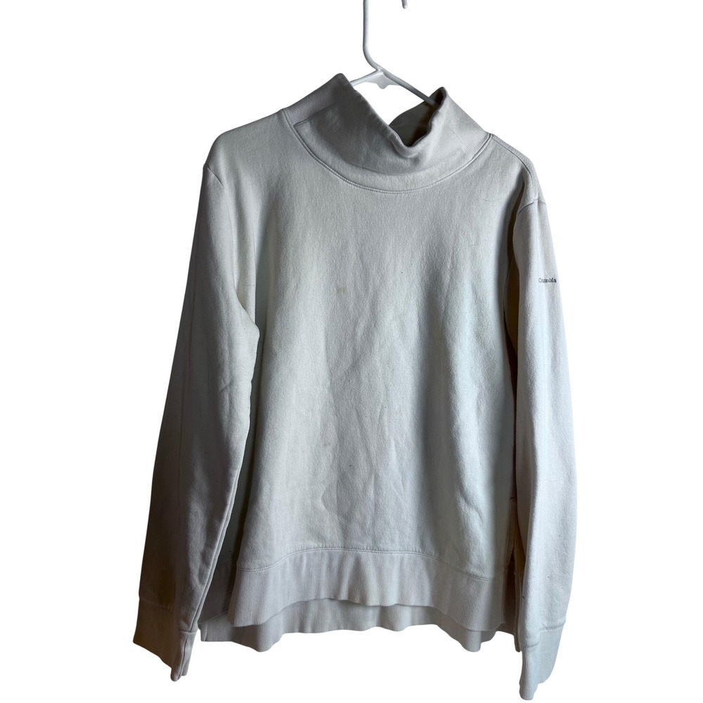 Columbia Mock Neck Sweatshirt XL Cream Fleece Pullover Women